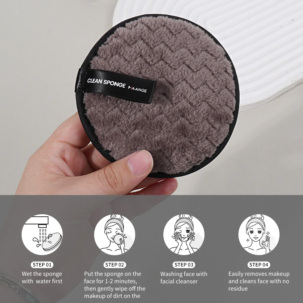 MAANGE 3PCS Makeup Remover Pads Reusable Cotton Pads Soft Microfiber Facial Towel Makeup Cleaning Wipes Skincare Cosmetic Tools