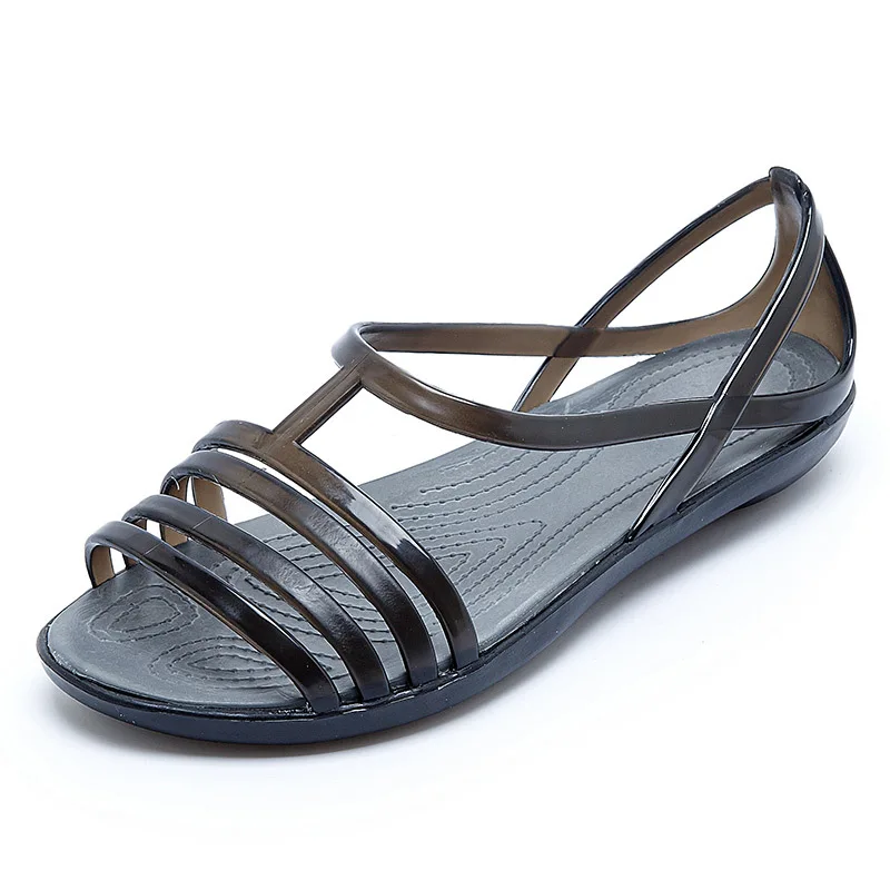 Women Jelly Shoes Rianbow Summer Sandals Female Flat Shoe Casual Ladies Slip On Woman Candy Color Peep Toe Beach Shoes