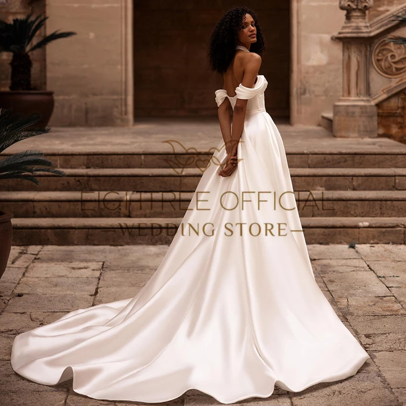 Eightree Simple White Wedding Dresses Women Sweetheart A-Line Split Wedding Gowns Boho Beach Bridal Ball Prom Dress Custom Size