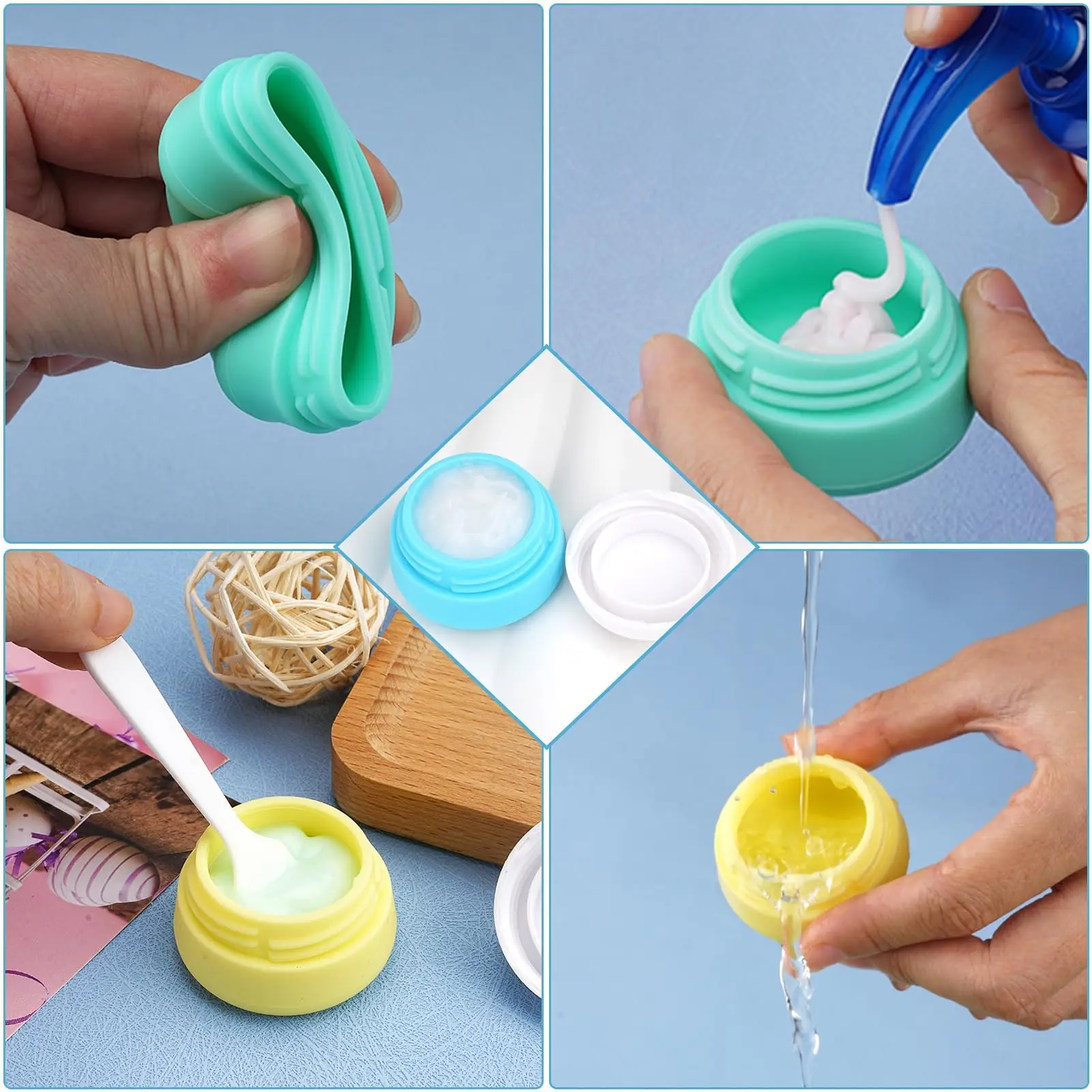 6 Pack Silicone Jar 20ML Travel Sized Container Container for Storage Makeup Pot Cream Jars Portable Dispenser Cream Bottles