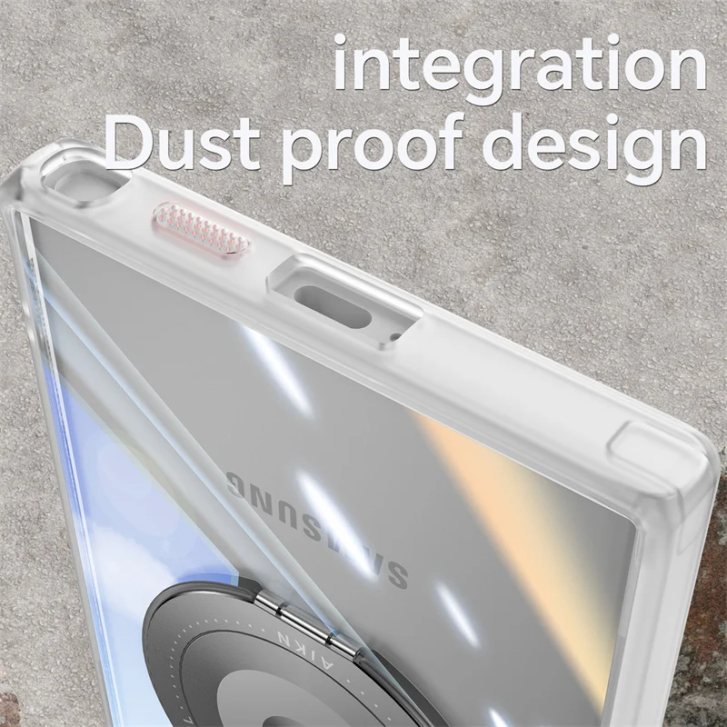 Casing Keras Transparan untuk Samsung Galaxy S25 S24 S23 Ultra Plus untuk Magsafe Penutup Penyangga Armor Tahan Benturan Pengisi Daya Magnetik