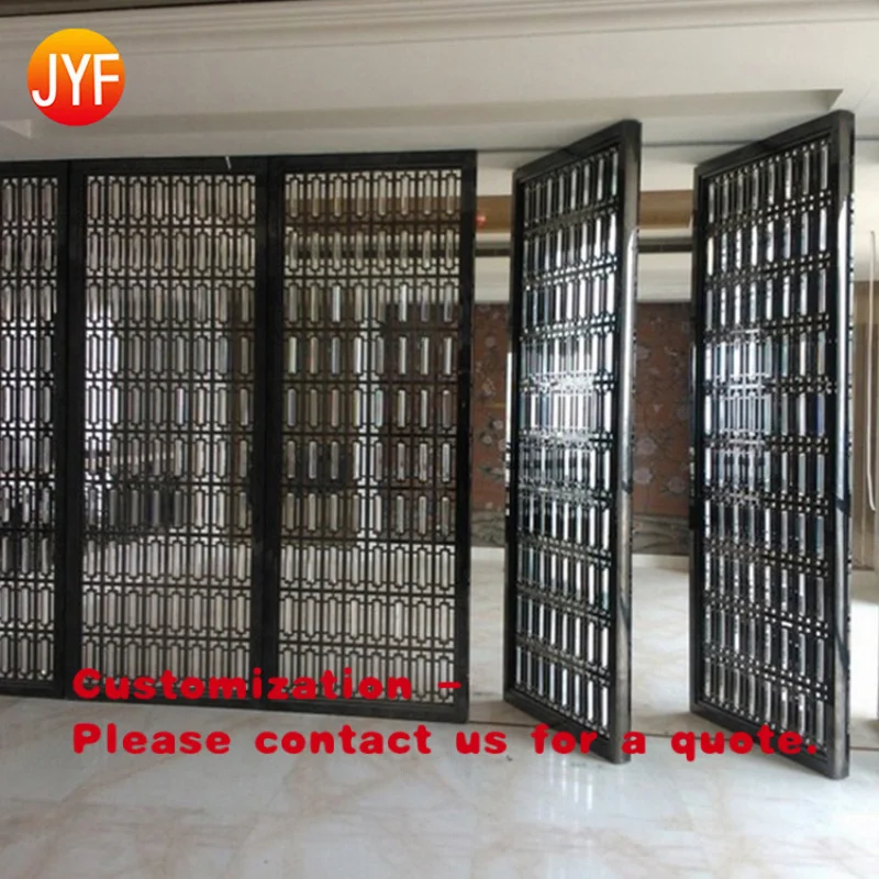 custom.Y064 Hotel Projects Lobby Decor PVD -Plated Black Hairline Customized Restaurant Partition Stainless Steel Screens