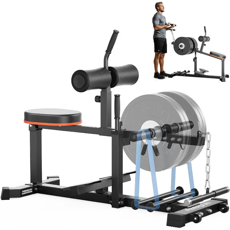 Máquina Ajustable para Elevación de Pantorrillas Sentado con Soportes para Bandas y Agarre para Curl de Bíceps para Entrenamiento de Piernas y Ejercicio - Equipo de Gimnasio en Casa