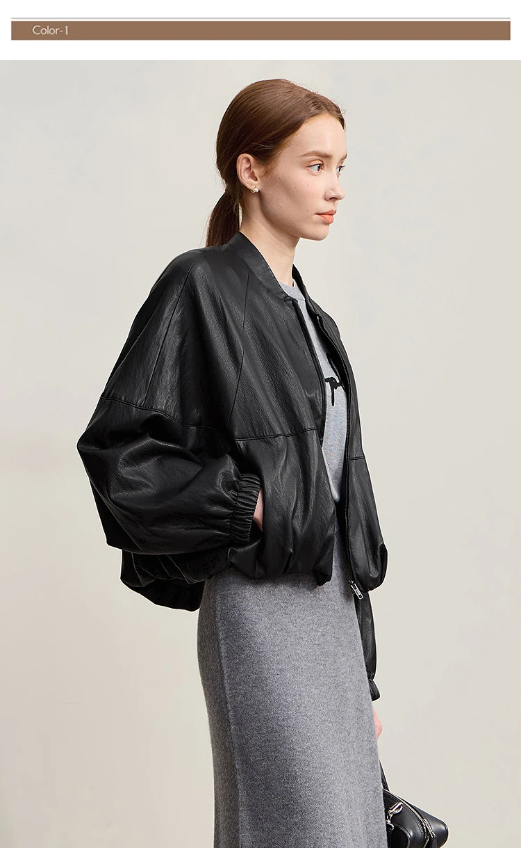 AMII Women's Leather Jacket 2026 Winter New Solid Loose Short Leather Jacket Versatile PU Long Sleeve Women's Clothing 12554046