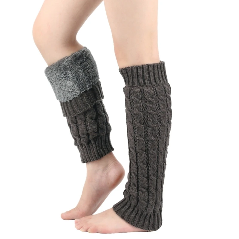 Knitted Leg Warmer Women Balletcore Long Leg Warmer with Furry Liner for Girls Balletcore Stockings Wrist Warmer Gloves