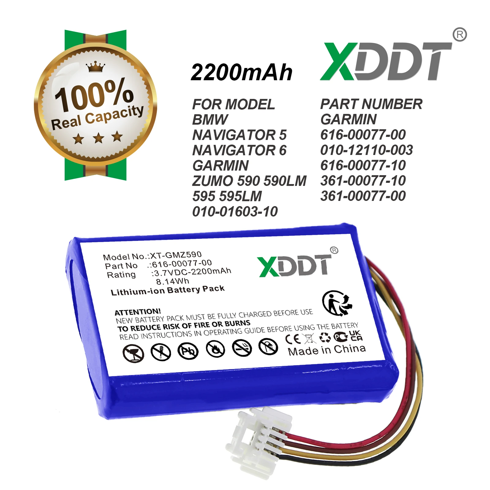 XDDT 3.7V 2200mAh GPS Navigator Battery 616-00077-00 for Garmin Zumo 590, Zumo 590LM, Zumo 595, Zumo 595LM, 010-01603-10 +TOOL