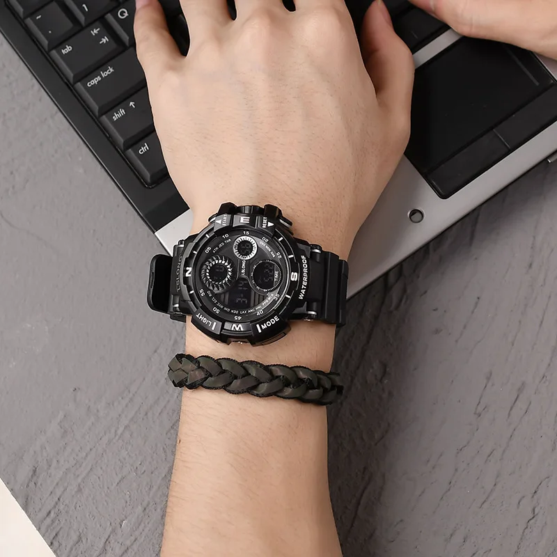 ساعة رياضية إلكترونية LED متعددة الوظائف للرجال ، ضوء ليلي ، منبه ، ساعة للأزواج