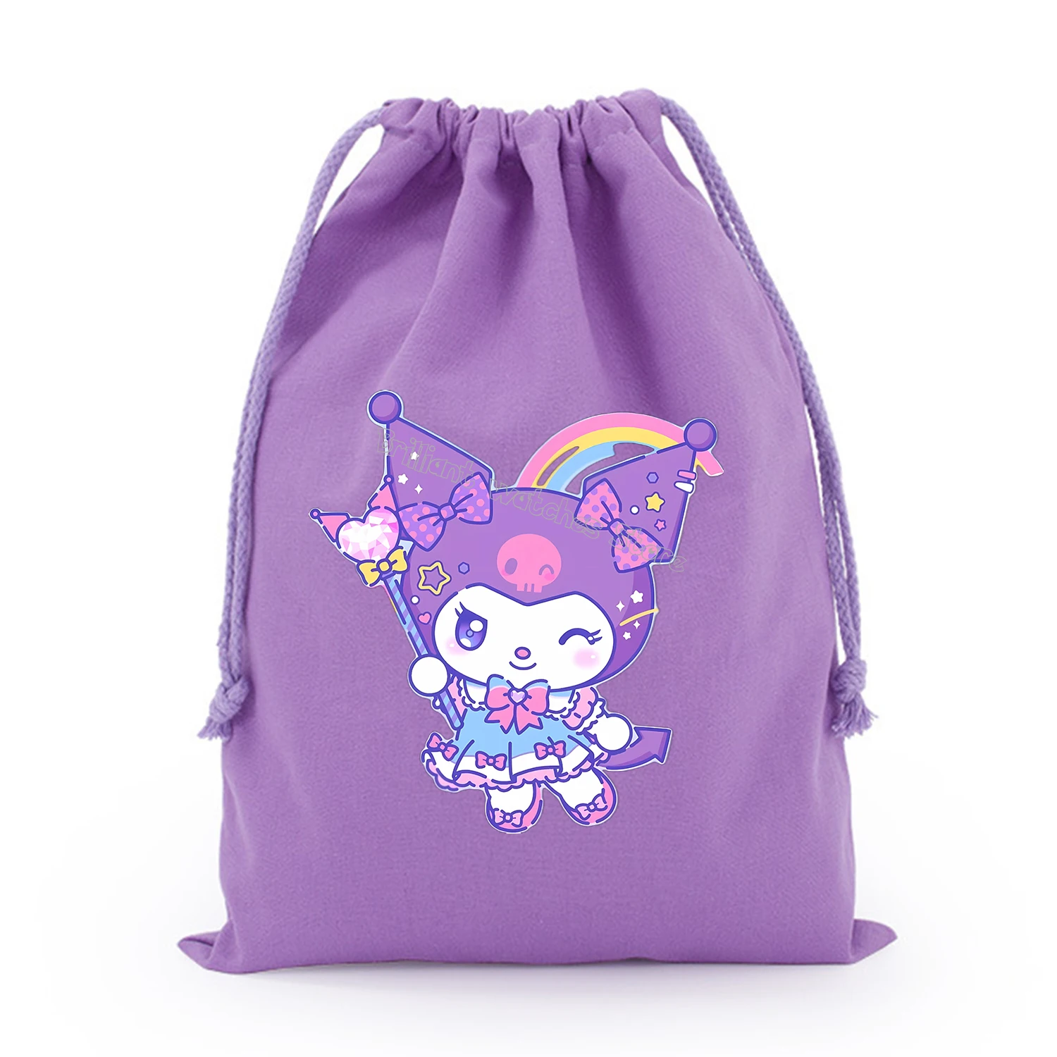 Kuromi Drawstring Bag Cute Sanrio Cartoon Gift Bag Drawstring Pouch Kids Cotton Party Bag Storage Bags New Large Capacity Bags