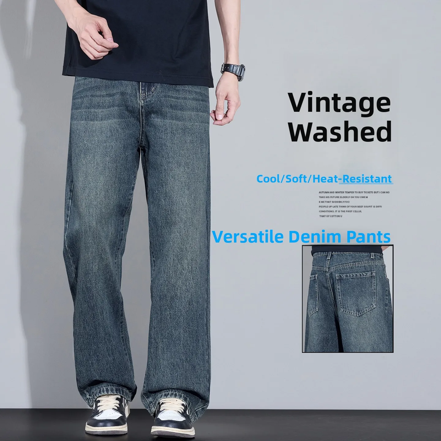 

New Men's Casual Jeans Spring Summer New Sle Versatile Comfortable Straight Leg Low Waist Dstring Unbranded Jeans