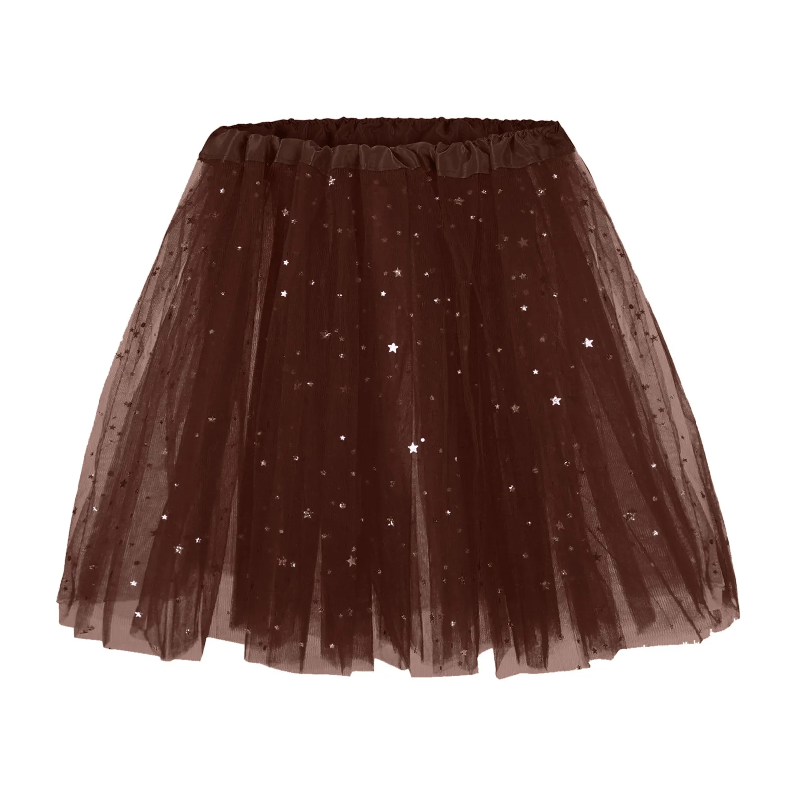 Women's Tulle Skirt Fashion Mesh A Line Ladies Pleated Dancing Skirt Chic High Waist Sequins Star Glitter Carnival Party Skirts