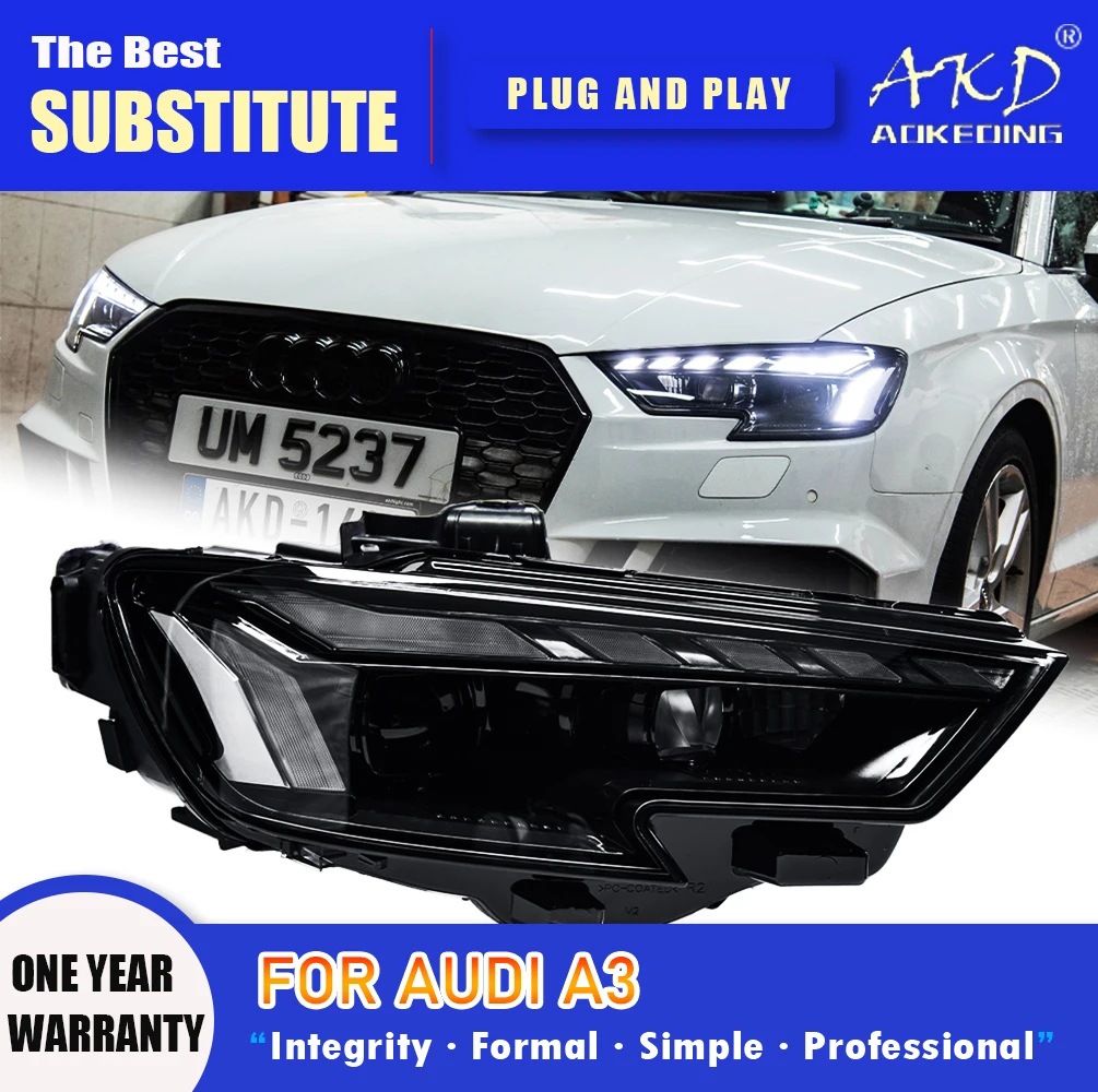 

Налобный фонарь AKD для Audi A3 светодиодный фары 2013-2021 фары S3 A3L DRL сигнал поворота Дальний свет объектив проектора Angel Eye