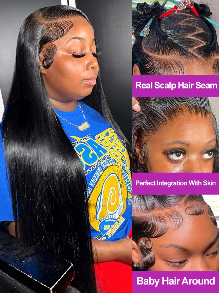 250 Density 13x4 13x6 Transparent Bone Straight 30 40 Inches Glueless Lace Front Human Hair Wigs Brazilian Frontal Wig For Women image 2