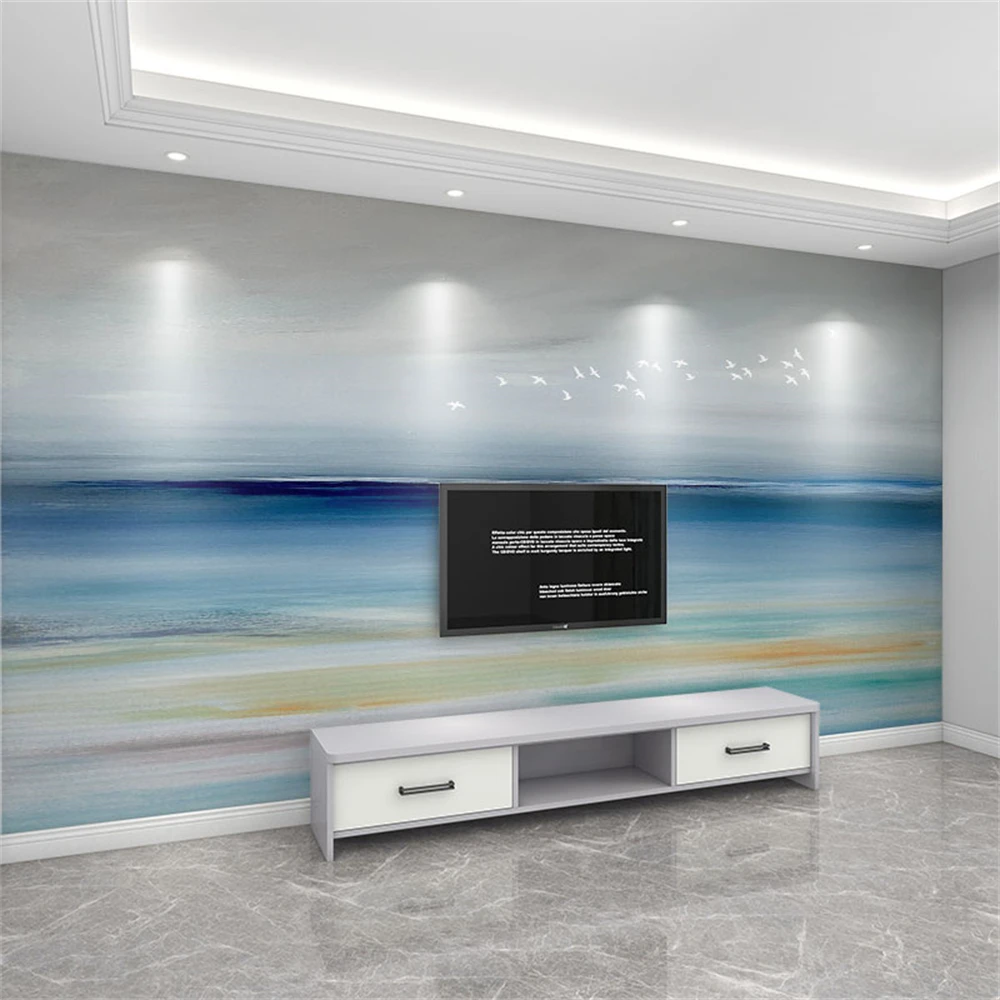 Pintura al óleo 3D personalizada, Fondo de TV de océano, papel de pared para sala de estar, decoración, papel tapiz para dormitorio, mural, pintura de pared