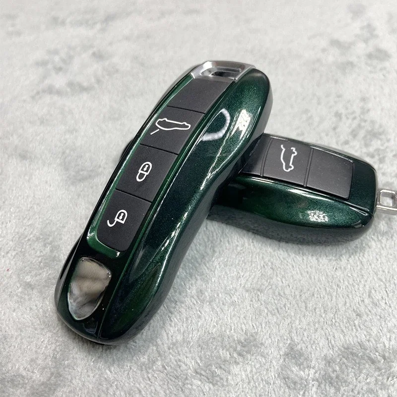 Suitable For Porsche Taycan Panamera Macan Cayenne 718 911 Dark Green Key Cover Three Or Four Buttons Are Universal