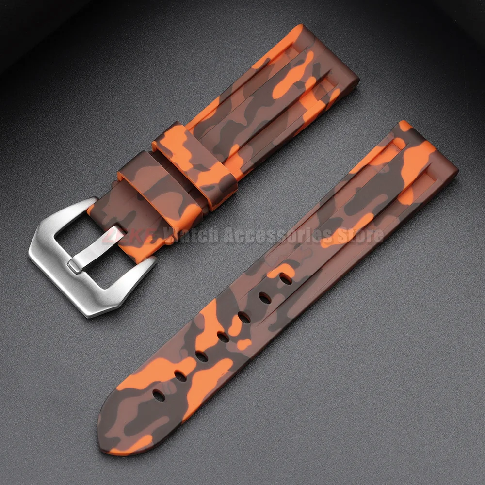 Sportliche 20mm 22mm 24mm 26mm Silikon-Uhrenarmbänder Weiche Komfortable Gummi-Uhrenarmbänder für Panerai Blaue Schwarze Armbänder Zubehör – Detail 17