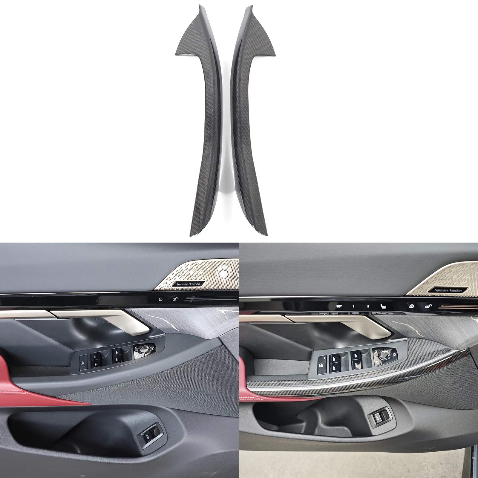 

For BMW 5 Series 2024+ car interior modification car window lifting frame/window lifting frame panel ABS/real carbon fiber