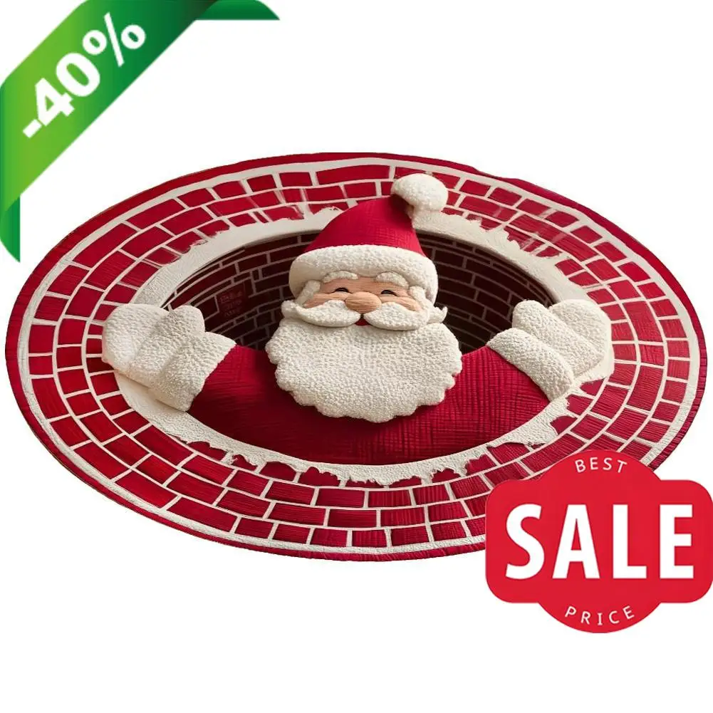 

Christmas Visual illusion Floor Mat 40CM Small Round Christmas 3D Rug Optical Illusion Area Rugs for Bedroom Living Room Indoor