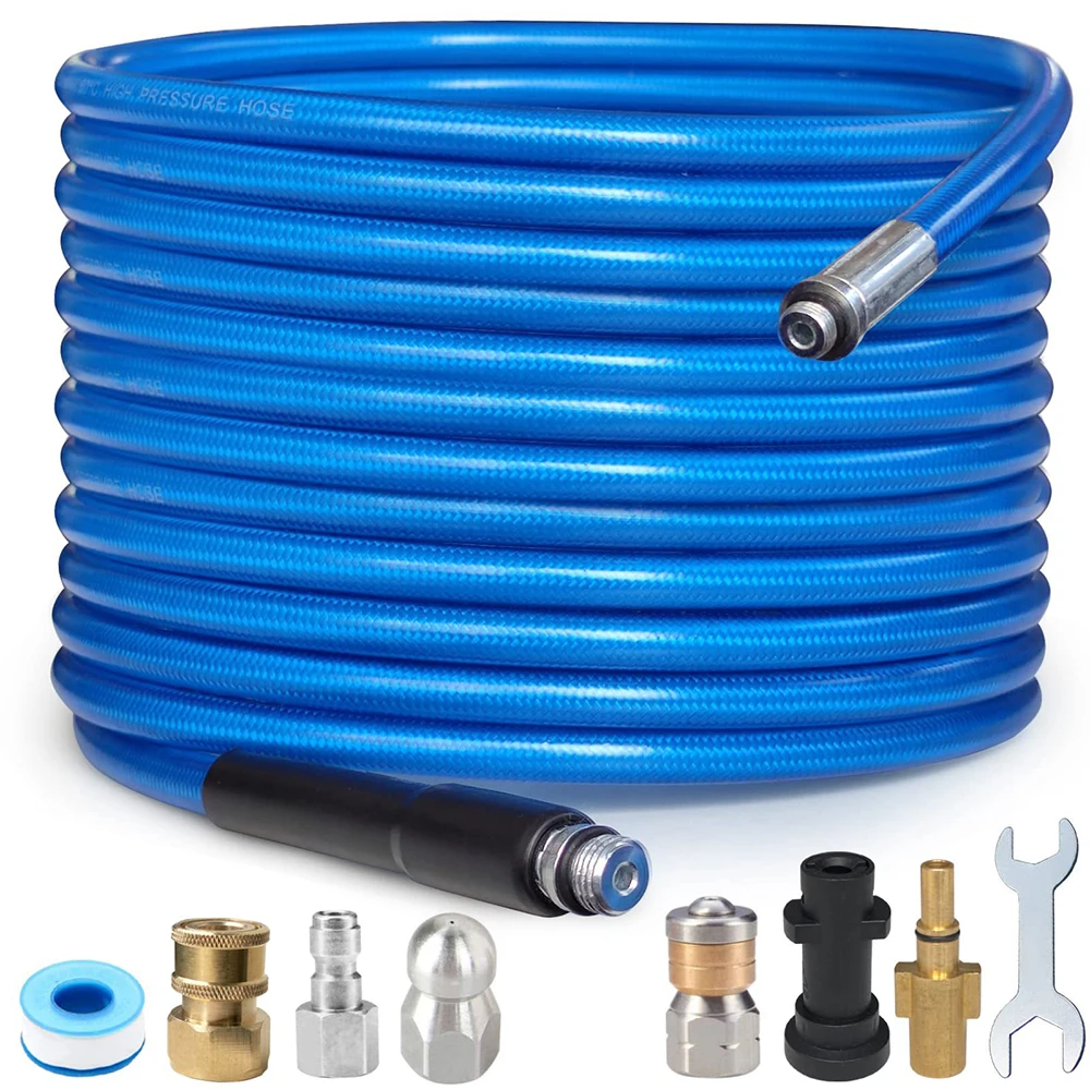 Sewer Jetter Kit for Pressure Washer 50/100 FT Hose 1/4 Inch NPT  Sewer Jetting Nozzle 4000 PSI for Lavor Karcher K Cleaner