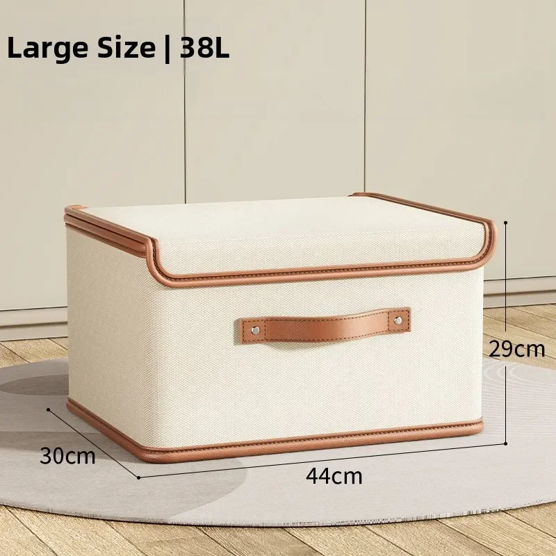 Clutter-free Space Organizer Storage Box Flip-top Lid Beige Oxford Storage Box Oxford Fabric Home Organization