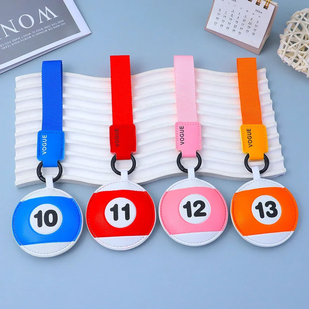 

Billiard Themed Pu Leather Keychain Novelty Number Pendant With Lanyard Bag Car Key Decor Billiards Enthusiasts Souvenir Gift