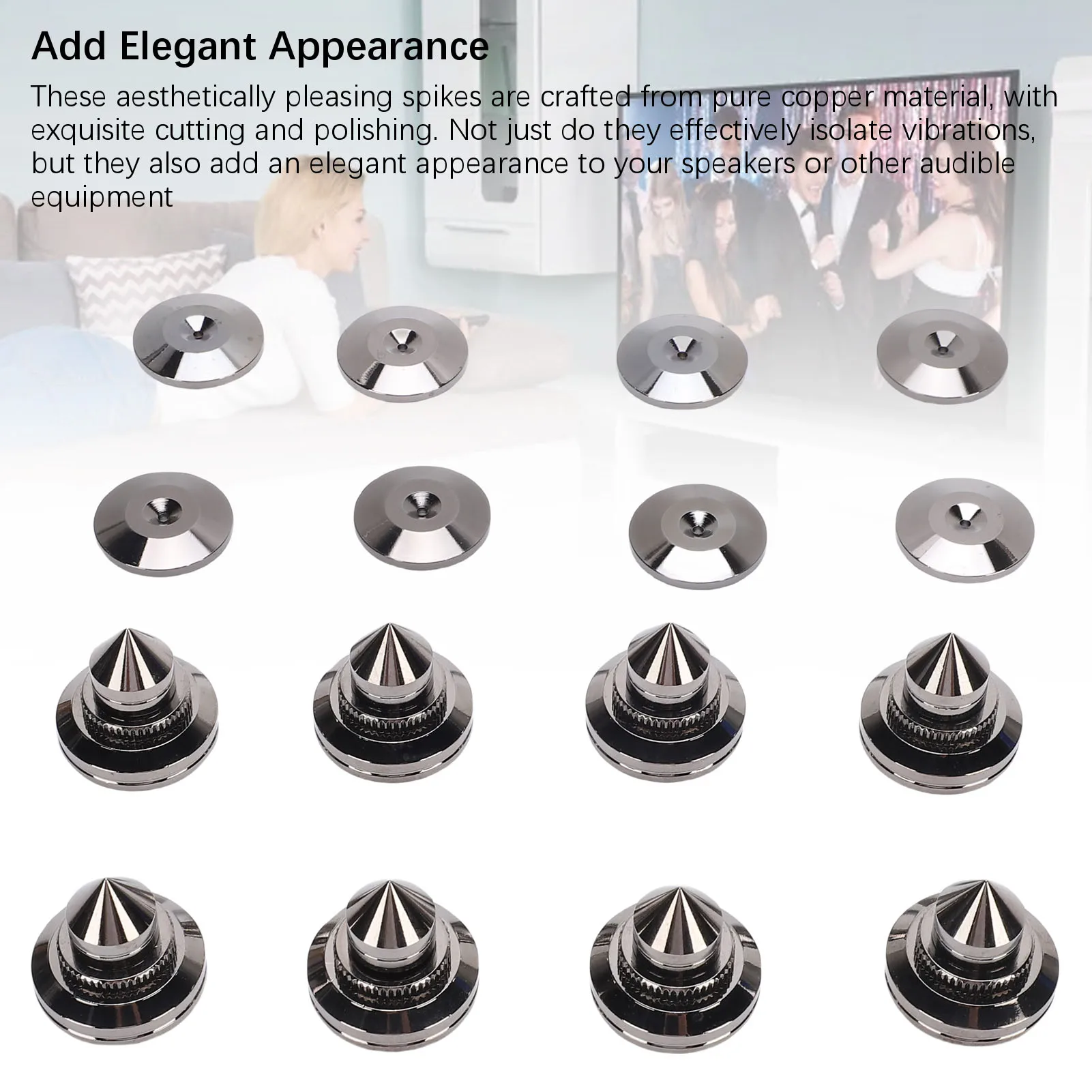 8PCS Lautsprecher Basis Spikes Einstellbare Höhe Lautsprecher Isolation Ständer Füße Polieren Prozess Einfache Installation für CD DVD Spieler