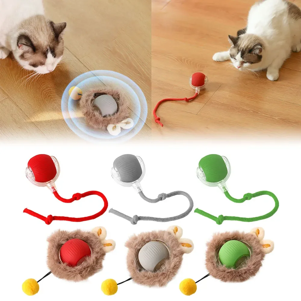 Electric Cat Ball Toys Automatic Rolling Ball Rechargeable Smart Pet Interactive Plush Toy Dog Cat Training Imitate Mouse