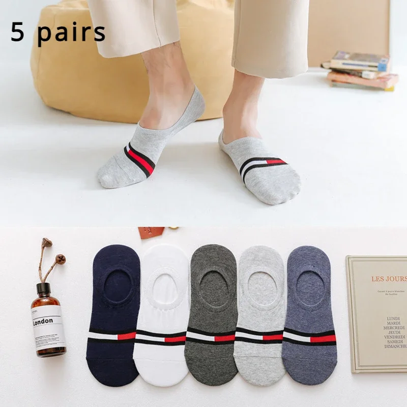 5 Pairs/5 Colors Spring Summer Love Bear Cotton Men Women Thin Breathable Leisure Boat Socks Silicone Invisible Ankle 2024 New