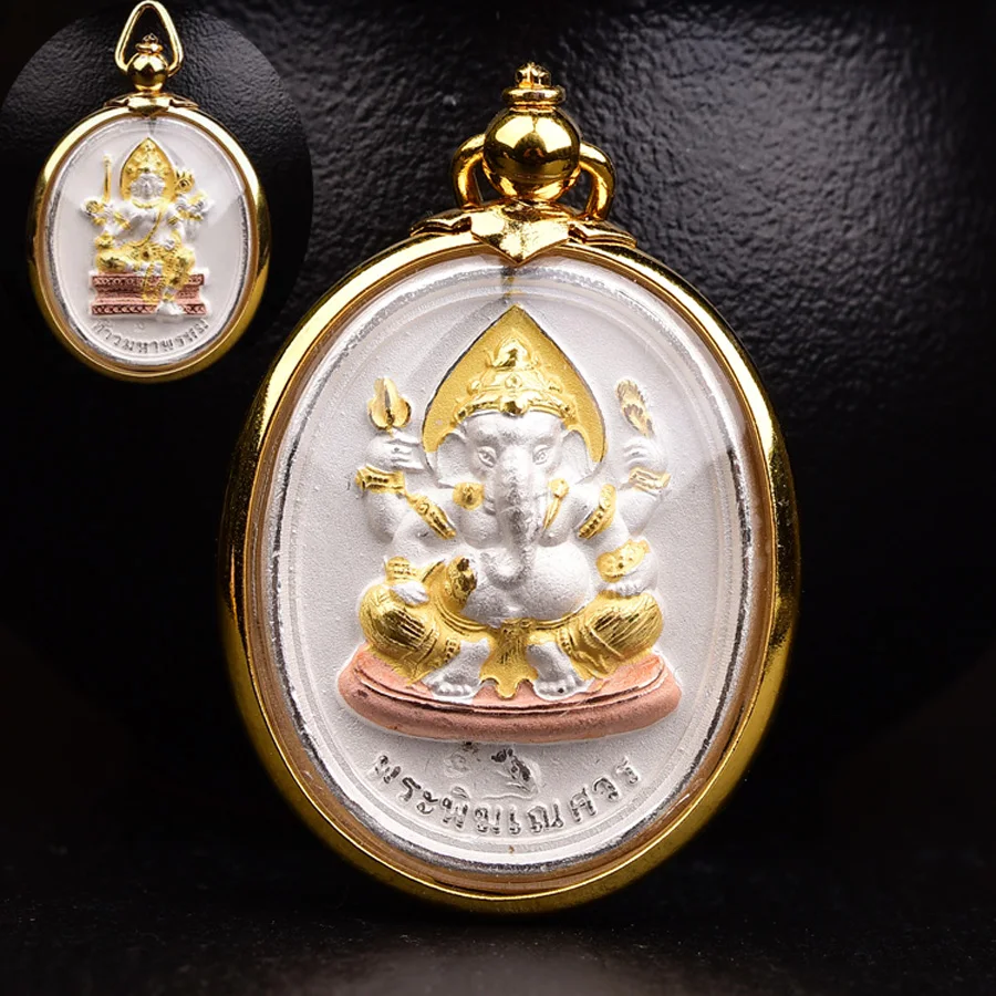 Southeast Asia Thailand Temple BLESS SAFE HEALTH GOOD LUCK golden Ganesha wealth God Four sided buddha card  Amulet