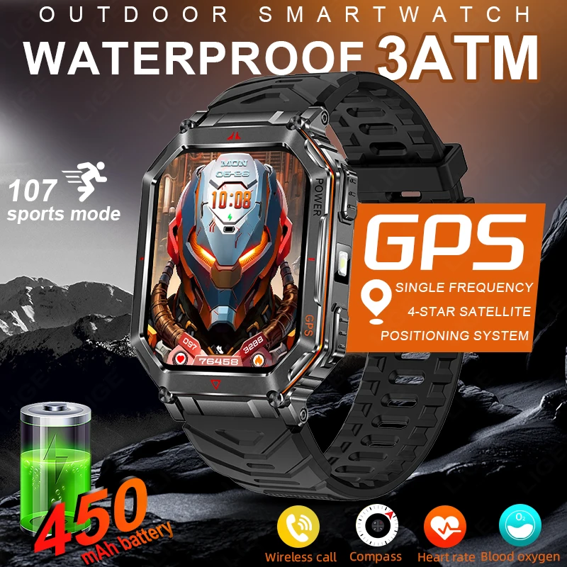 

Новые военные умные часы для мужчин, GPS-компас, часы GPT, голосовой помощник, спортивные часы на открытом воздухе, 3 атм, водонепроницаемые, Bluetooth, умные часы с вызовом