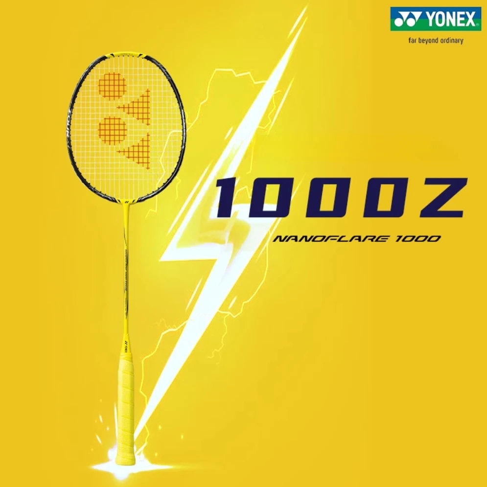 Yonex-yy超軽量カーボンファイバーバドミントンラケット、フラッシュnf 1000z、黄色のスピードタイプ、スイングプロ