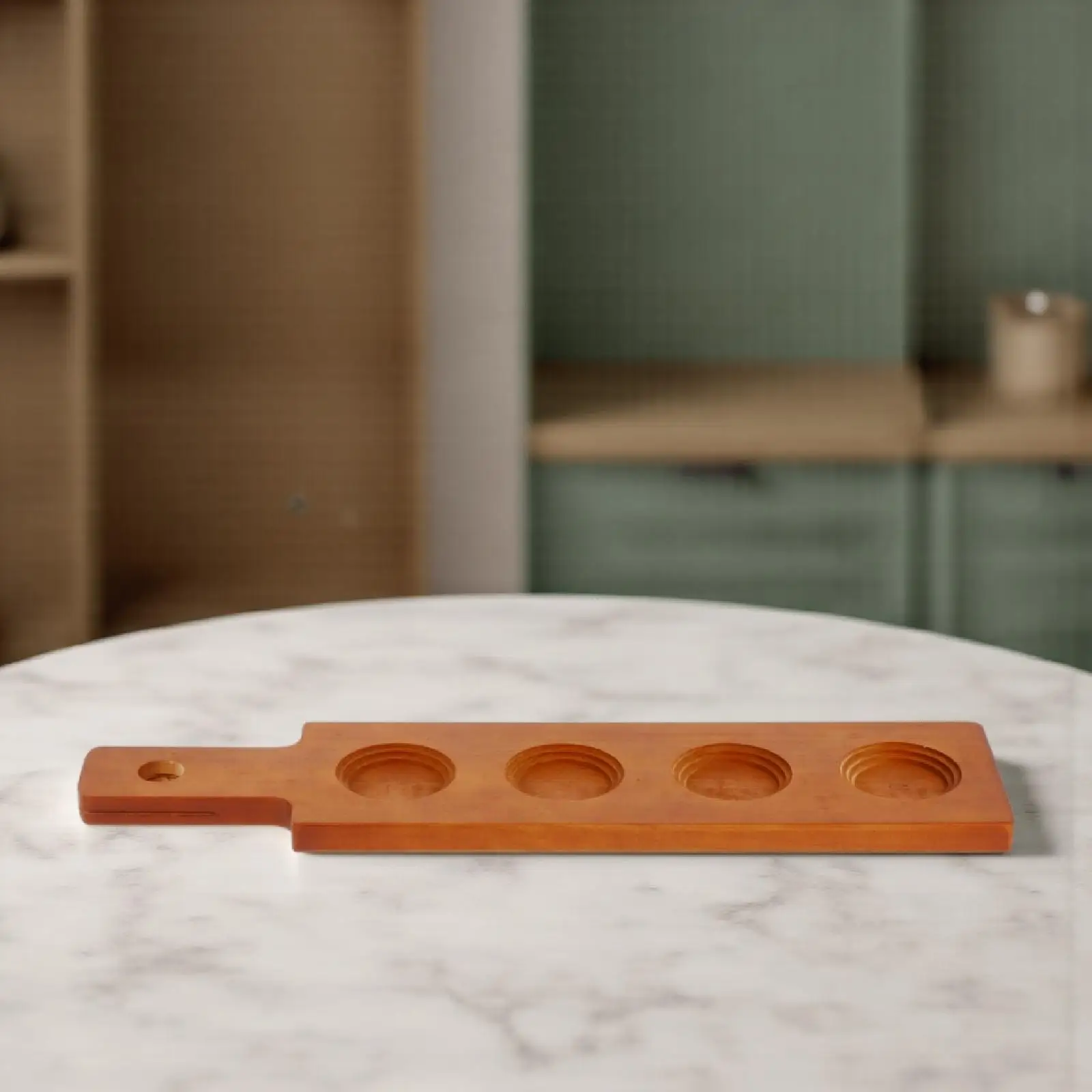 

Beverage Holder Wooden Coasters Set for Flight Tasting Beer Whiskey Cup Cushion 4 Glass Paddle Serving Storage Board