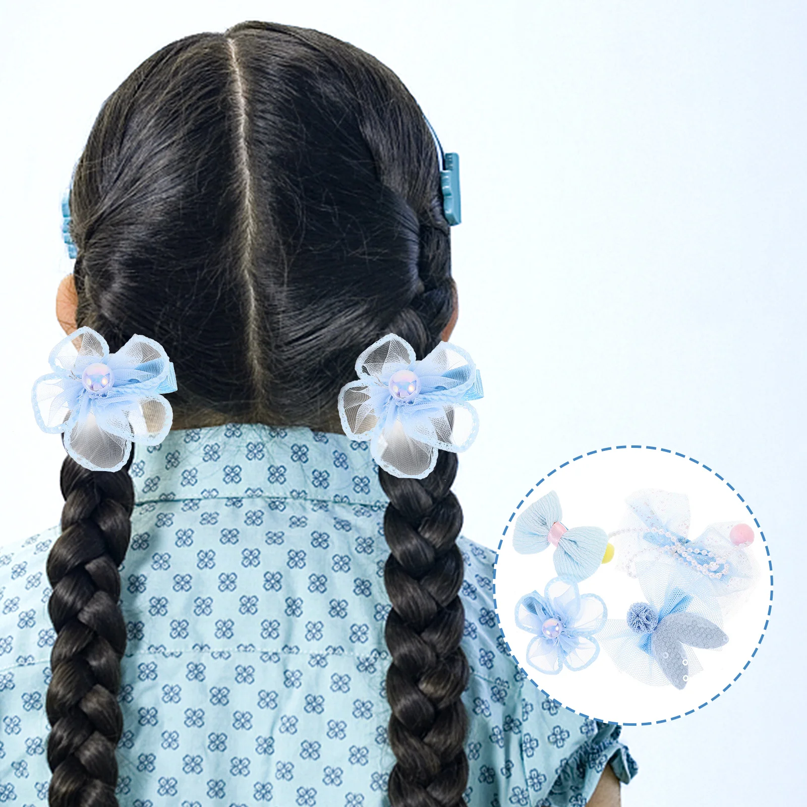 

8 pcs Bow Clips Pearl Flower Design Toddler Girl Accessories Flower Clip Secure Grip Hair Hair Clip Barrettes