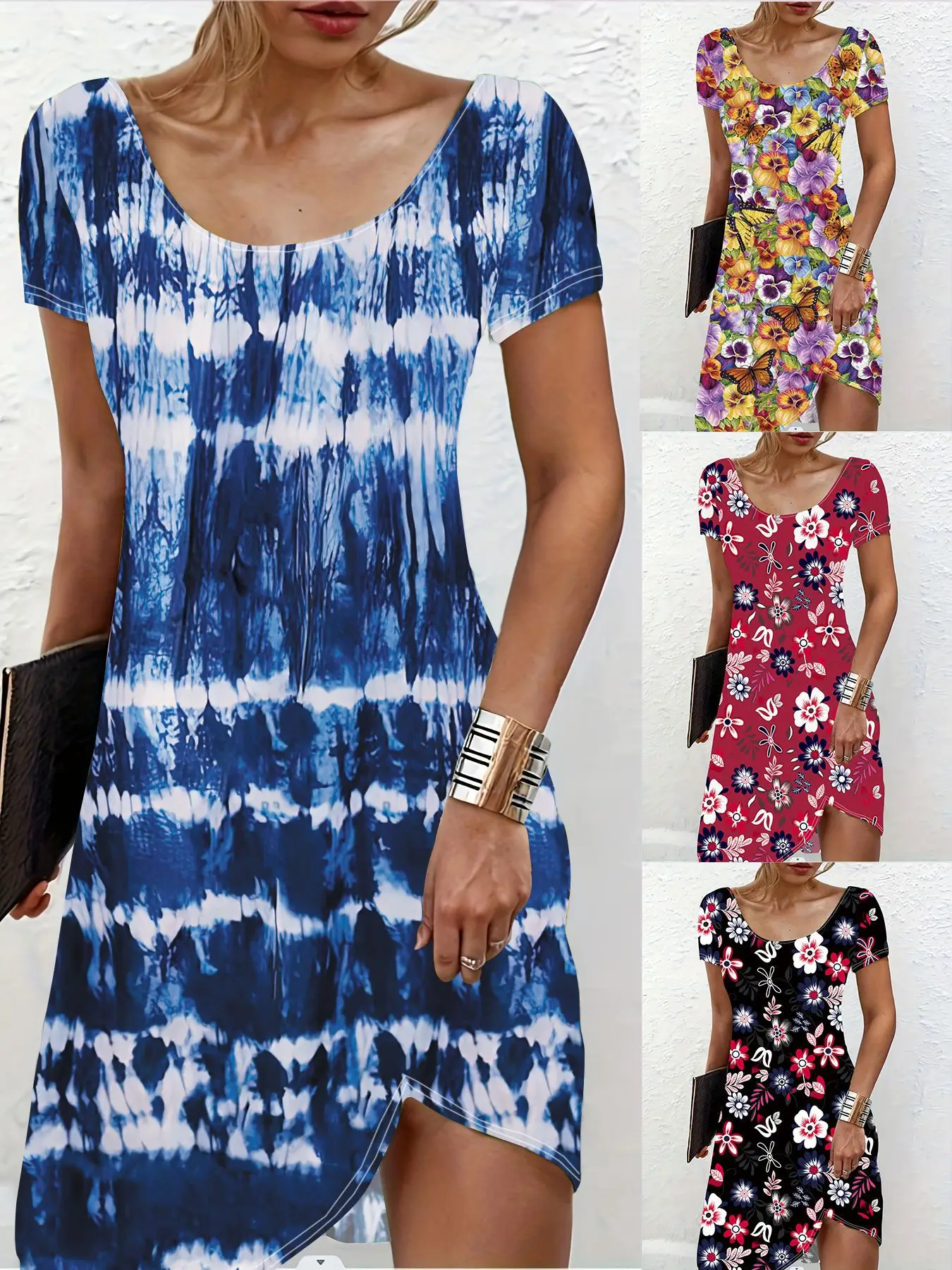 Летнее платье для женщин, новинка 2025 года, винтажная женская одежда с цветочным 3D принтом, элегантные модные повседневные свободные мини-платья с короткими рукавами