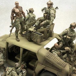 1/35 Vehicle-mounted U.S. Navy SEAL Team Six Special Forces Resin 6 Soldiers Without Car Unassembled and Unpainted Model Kit