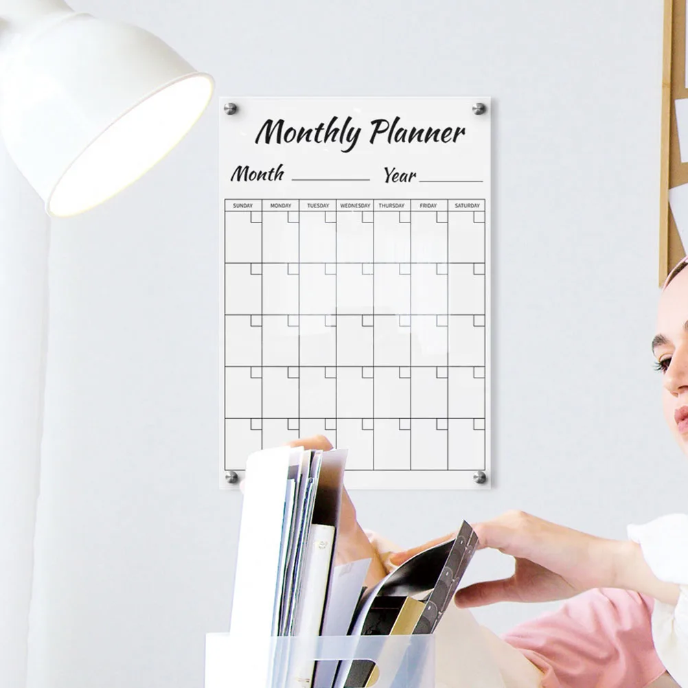 

Acrylic Sign Clear Erasable Monthly Planner Door Hanging Decorative Planning Letter Board Wall Mounted Sign Message Board
