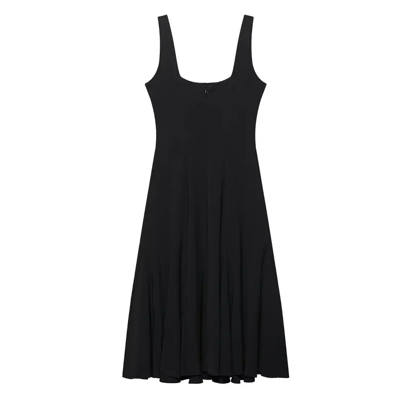 ฤดูร้อน 2025 ใหม่ผู้หญิงยาวกว้างสายคล้องไหล่สแควร์ Midi Dr เดินทาง Sle Svel วัสดุอื่นๆ 00%