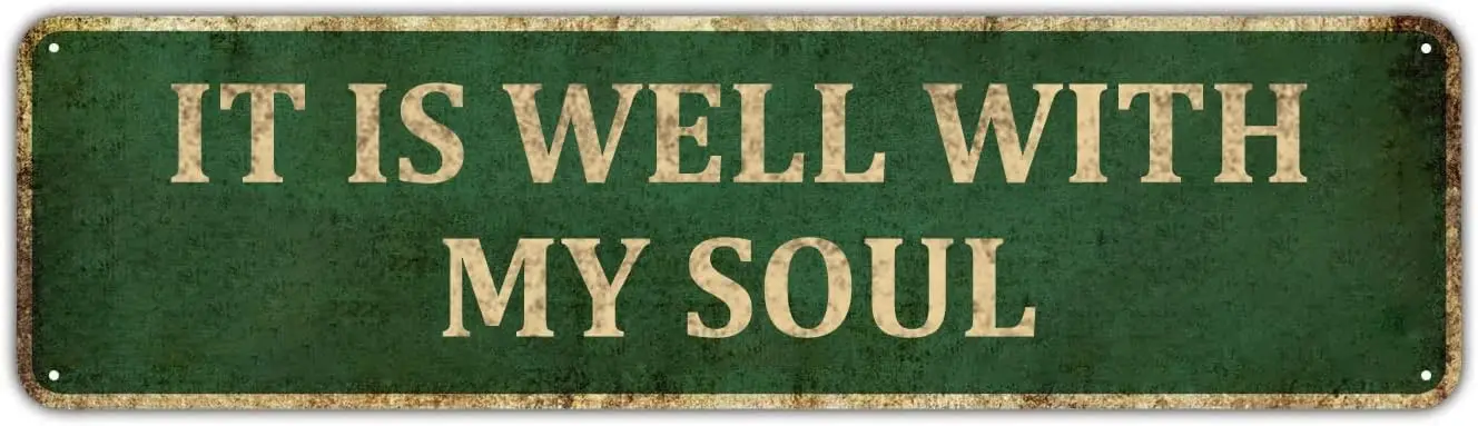 Wall Signs Home Decor with Introduction | It is Well with My Soul | Farmhouse wall art tin plaque 10.16cm x 40.64cm