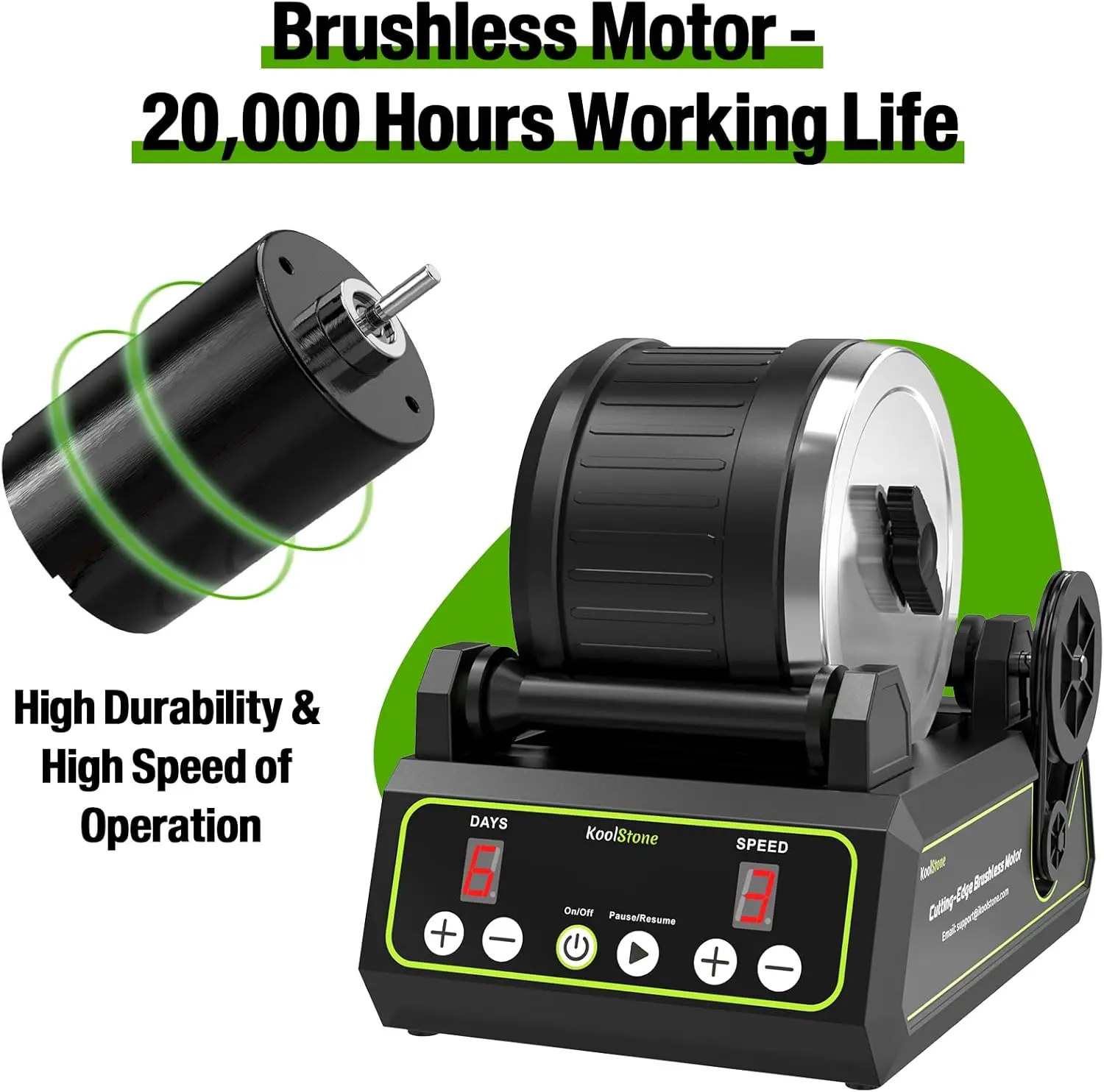 C1 Pro Brushless Rock Tumbler Kit – professionell, großes 2,5 Pfund Kapazität, bis zu 3X langlebiger, extrem lange Arbeitslebensdauer, rotierender Pol