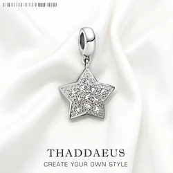 Star Pave Dangle Charm Women Men Summer Brand New Trendy 925 Sterling Silver Pendant