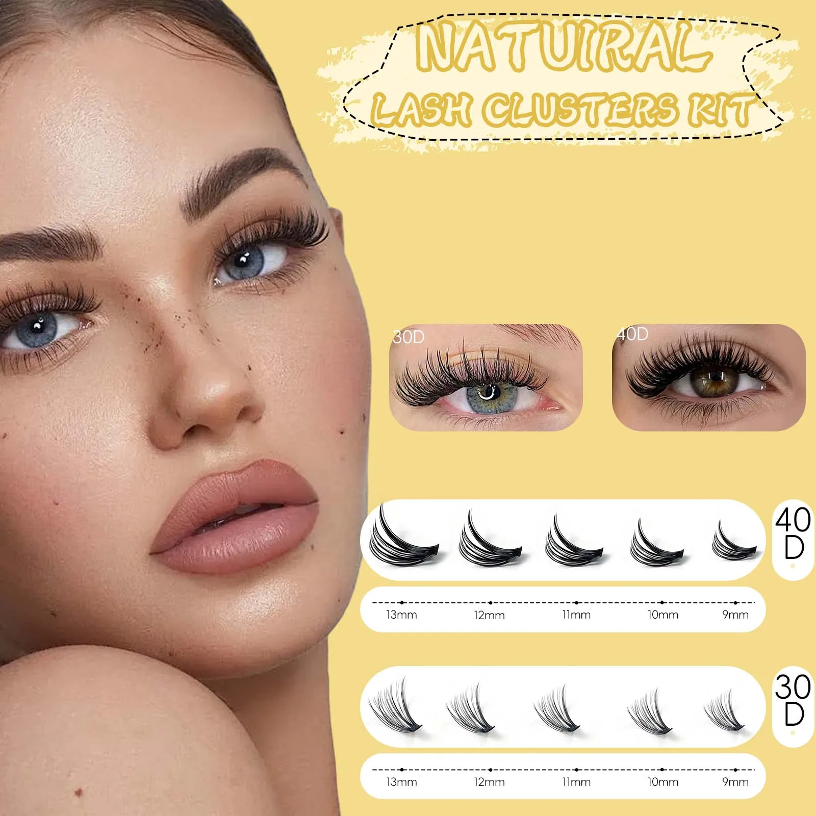 20 Rows, 400 Clusters of 3D False Eyelashes, Natural Eyelash Extension, Makeup, Thick Eyelashes, 30/40/60/80D Eyelash Book