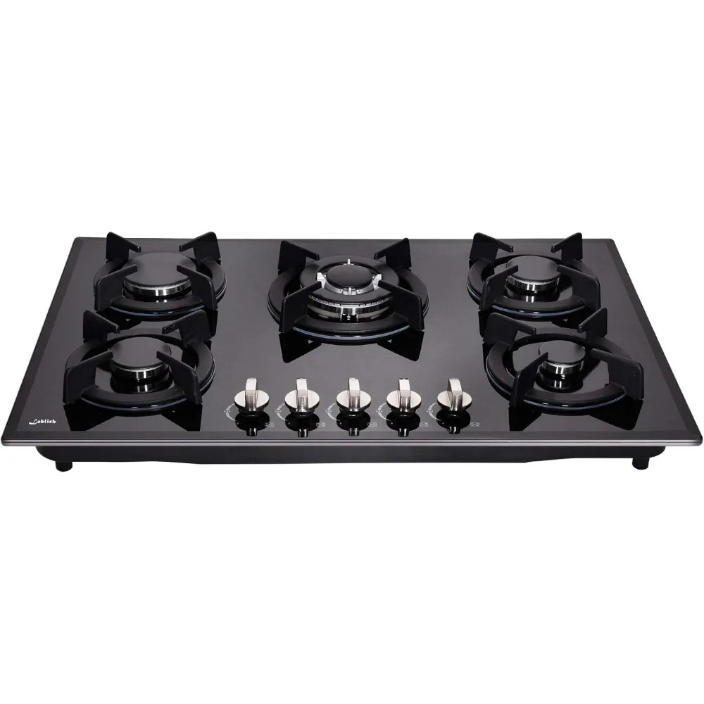 

30 Cooktop gas, 5 Burners gas stovetop 30 inch,Gas Stove Gas Hob Stovetop Tempered Glass Cooktop Cast Iron Grates