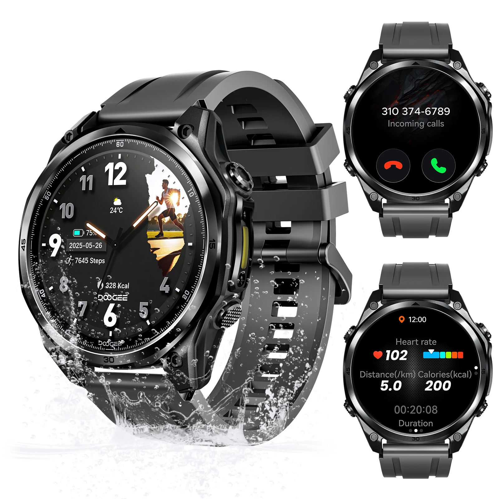 Montre connectée DOOGEE ANYWISE W1 LITE, étanche 5ATM, 178 modes sportifs, écran 1.43'', surveillance de la santé 24h/24, fonction de rappel