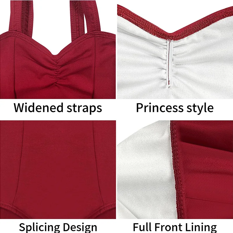 여자 민소매 공주 캐미솔 발레 댄스 레오타드 소녀 체조 댄스 탱크 탑 소프트 라이닝 댄스 레오타드