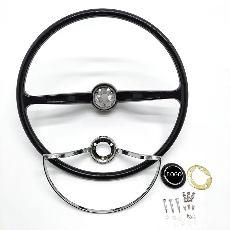 Volante preto cromado Classic, VW Bug, Karmann, Ghia, Type 3, 400mm, 15 ", 1962-1970, Volkswagen Beetle 62-71