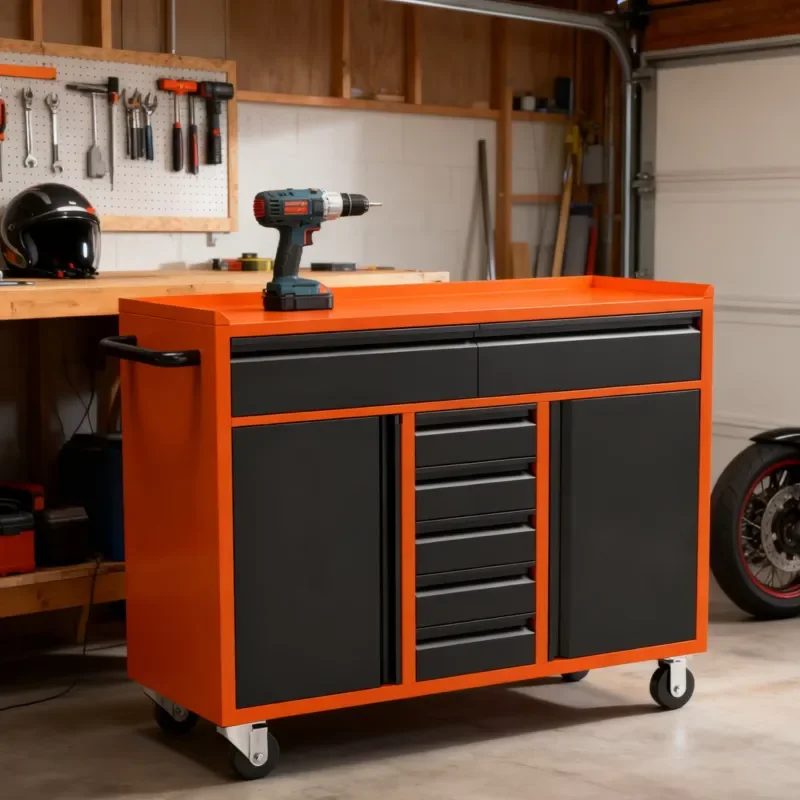 Modern Steel Tool Cabinet with 7 Drawers Ball Bearing Slides Key Lock Garage Workshop Storage Locker OEM Hardware