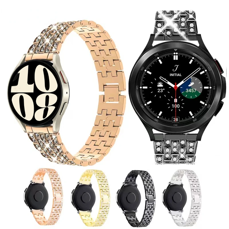 

22mm 20mm Metal diamond band For Samsung Galaxy watch 3/4/5/6 Huawei watch 4/3/GT3 Women Fine Watch Wristband For Amazfit GTS 4