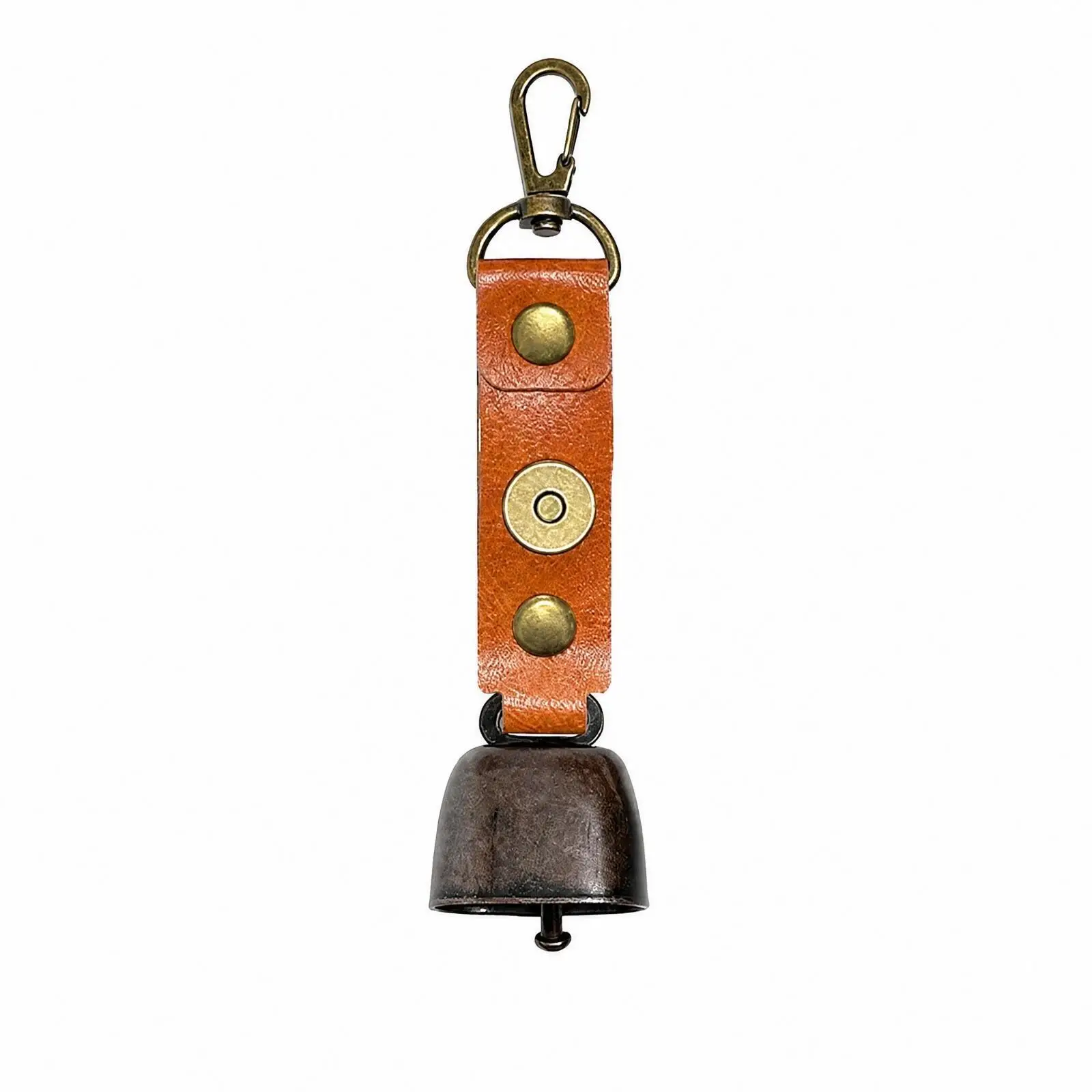 Durable Hiking Bell with Carabiner for Backpack Belt Loop Camping Gear Pet Collar Lightweight Iron PU Leather Warning Sound