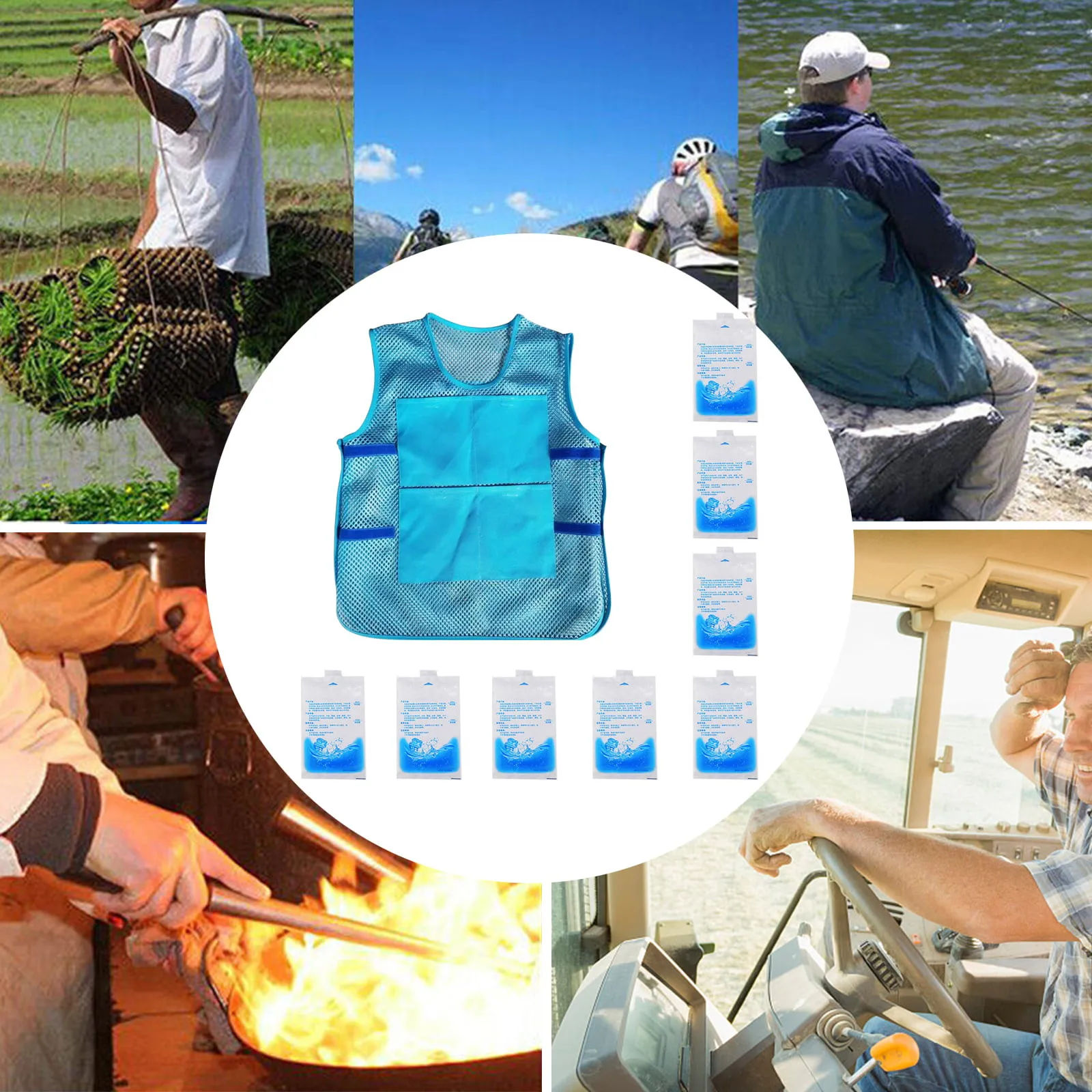 Summer Ice Pack Cooling Vest Ice Cube Ice Pack Vest Vest With 8 Ice Packs Heatstroke Safety Vest Clothing Jacket