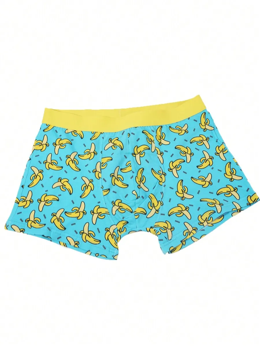 Mens Breathable Soft Stretch Banana Print Briefs With Contrast Waistband
