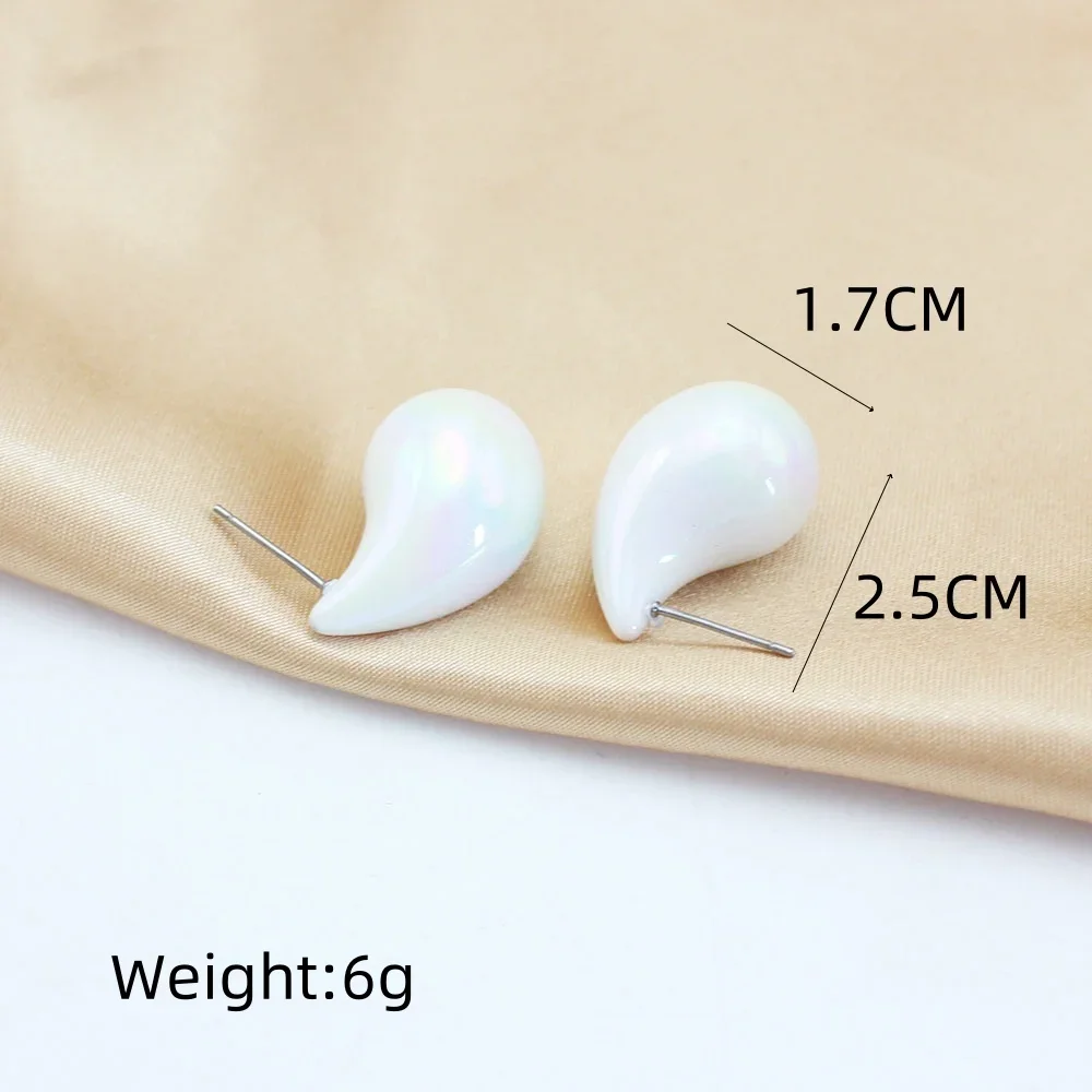 Hot Waterdrop Acrylic UV AB Dazzling Illusory Color Smooth Stud Earrings for Women Hyperbole Punk Geometry Party Jewelry Gift